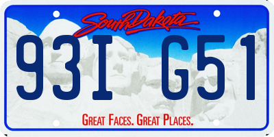 SD license plate 93IG51