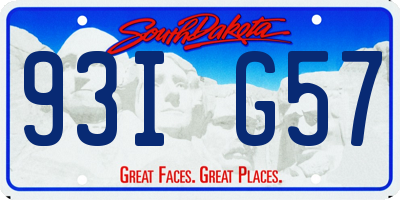 SD license plate 93IG57