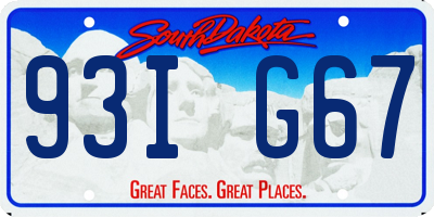 SD license plate 93IG67