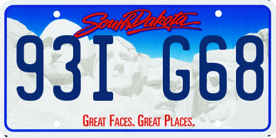SD license plate 93IG68