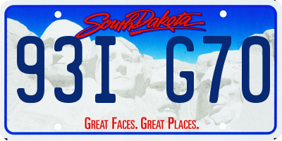 SD license plate 93IG70