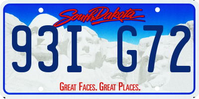 SD license plate 93IG72