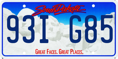 SD license plate 93IG85