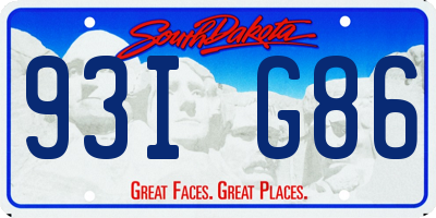 SD license plate 93IG86