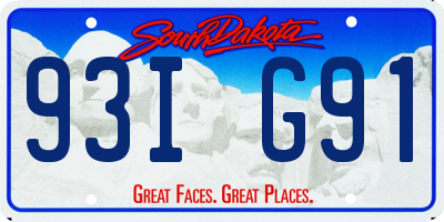 SD license plate 93IG91