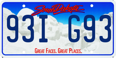 SD license plate 93IG93