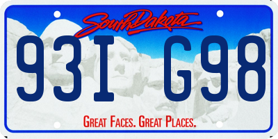 SD license plate 93IG98