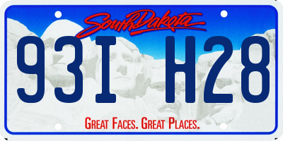 SD license plate 93IH28