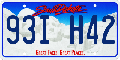 SD license plate 93IH42