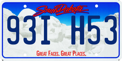 SD license plate 93IH53