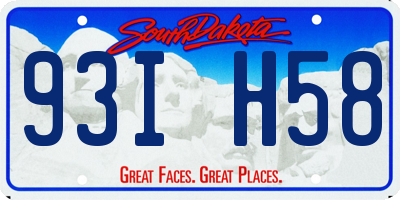 SD license plate 93IH58