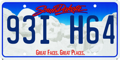 SD license plate 93IH64