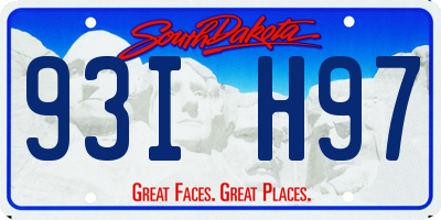 SD license plate 93IH97