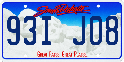 SD license plate 93IJ08