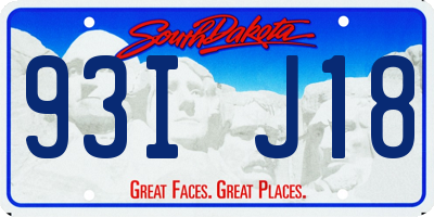 SD license plate 93IJ18