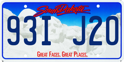 SD license plate 93IJ20