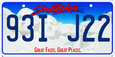 SD license plate 93IJ22