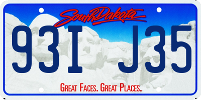 SD license plate 93IJ35