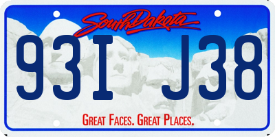 SD license plate 93IJ38