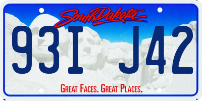 SD license plate 93IJ42