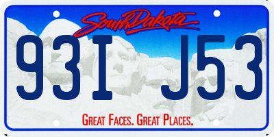 SD license plate 93IJ53