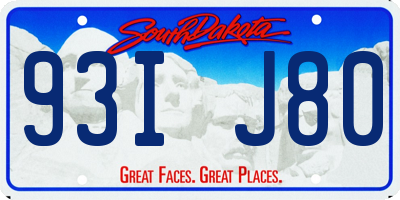 SD license plate 93IJ80