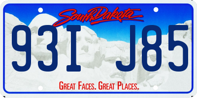 SD license plate 93IJ85