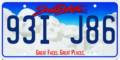 SD license plate 93IJ86