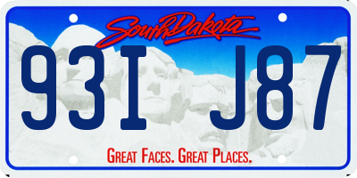 SD license plate 93IJ87