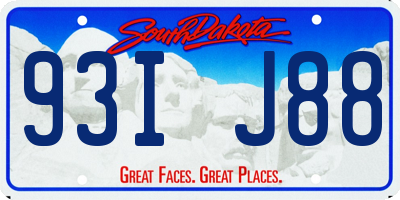 SD license plate 93IJ88