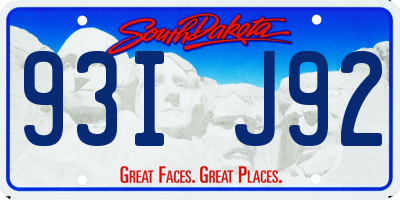 SD license plate 93IJ92