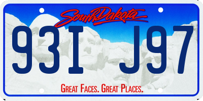 SD license plate 93IJ97