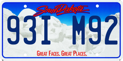 SD license plate 93IM92