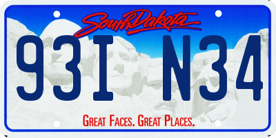 SD license plate 93IN34