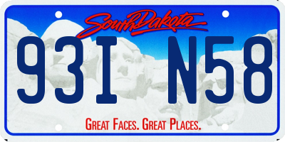 SD license plate 93IN58