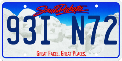 SD license plate 93IN72