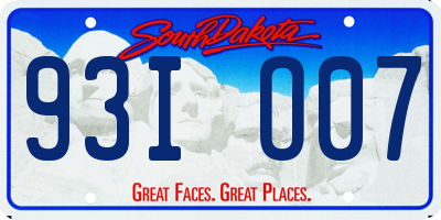 SD license plate 93IO07