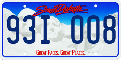 SD license plate 93IO08
