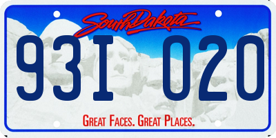 SD license plate 93IO20