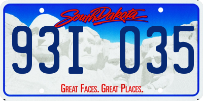 SD license plate 93IO35