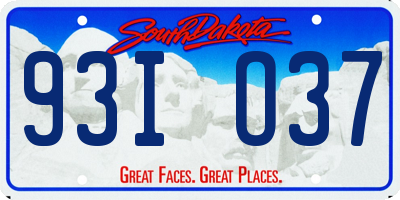 SD license plate 93IO37