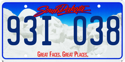 SD license plate 93IO38