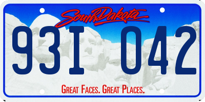 SD license plate 93IO42