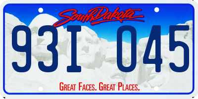 SD license plate 93IO45