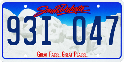 SD license plate 93IO47