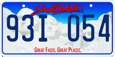 SD license plate 93IO54