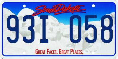 SD license plate 93IO58