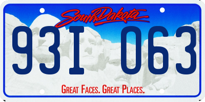 SD license plate 93IO63