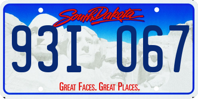 SD license plate 93IO67