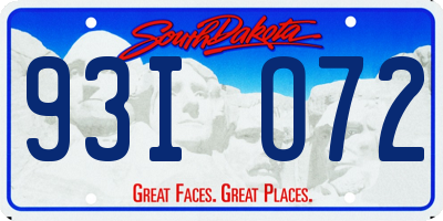 SD license plate 93IO72